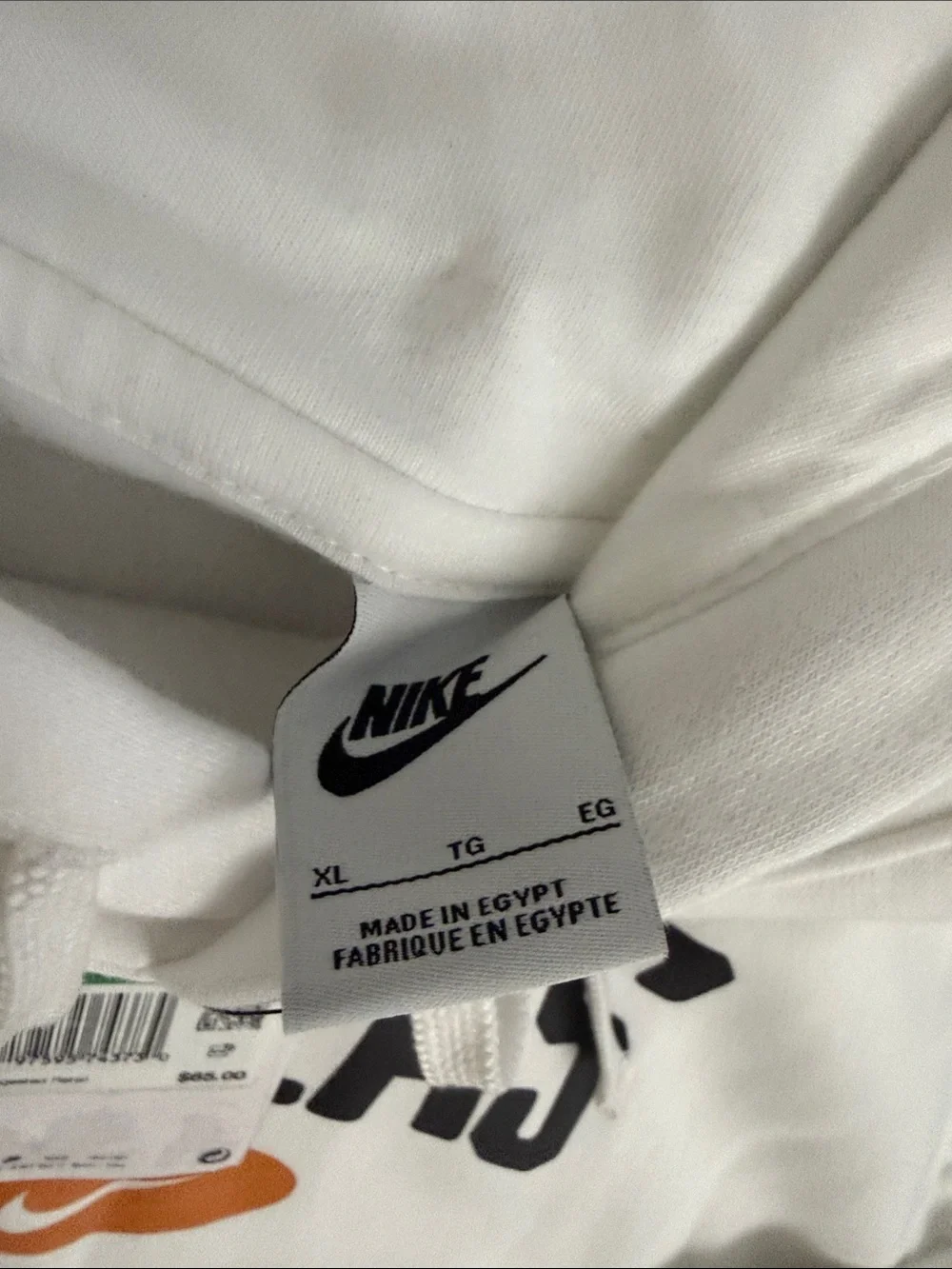 Nike White Dallas Crewneck Hoodie with Navy and Orange Logo